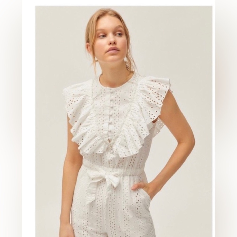 Urban Outfitters eyelet jumpsuit in white